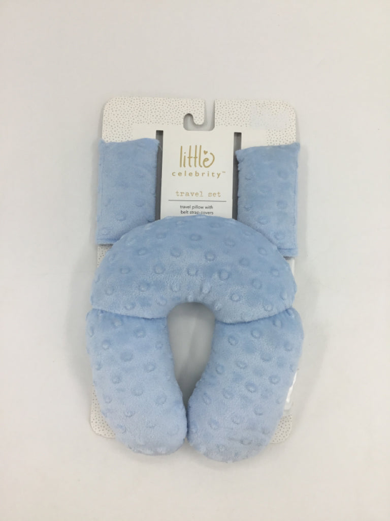 Little Celebrity Blue Travel Pillow with Belt Strap Covers