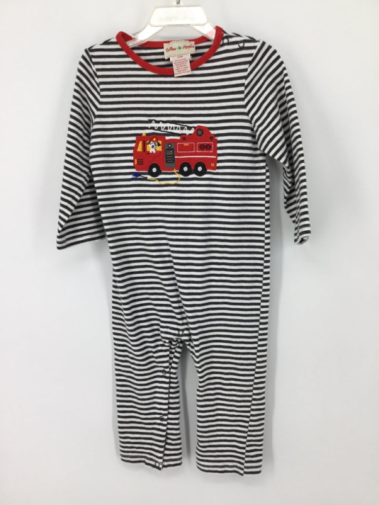 Toffee Apple Child Size 24 Months Gray Fire Truck Outfit - boys