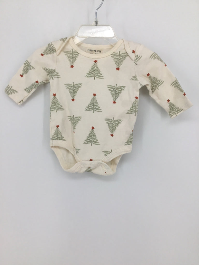 Rabbit + Bear Child Size 0-3 Months White Christmas Onesie