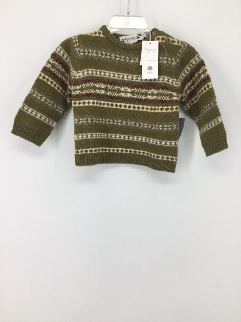 Bonpoint Child Size 18 Months Green Print Sweater - boys