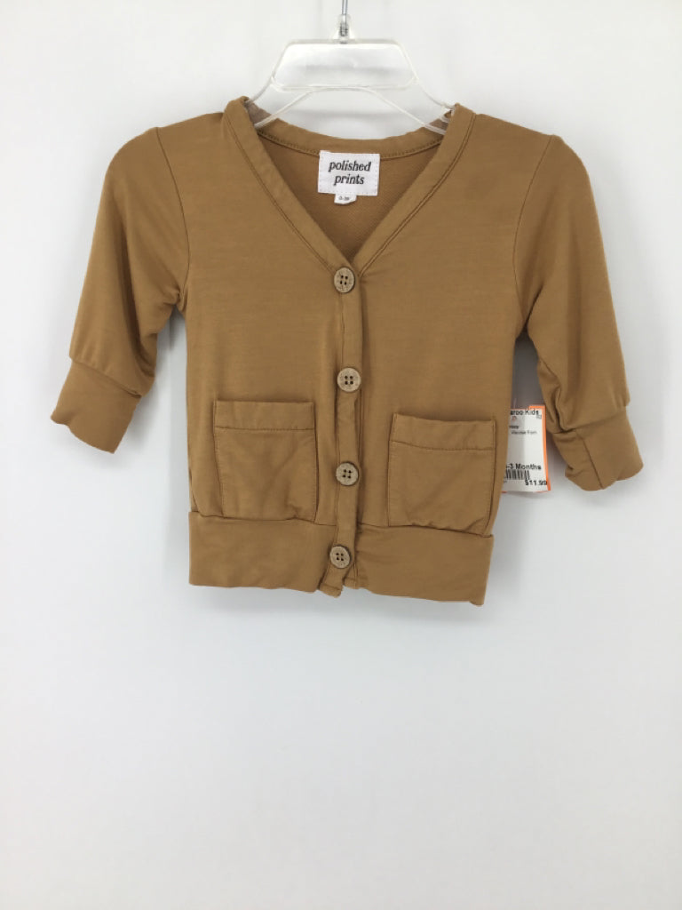 Polished Prints Child Size 0-3 Months Tan Solid Shirt - boys