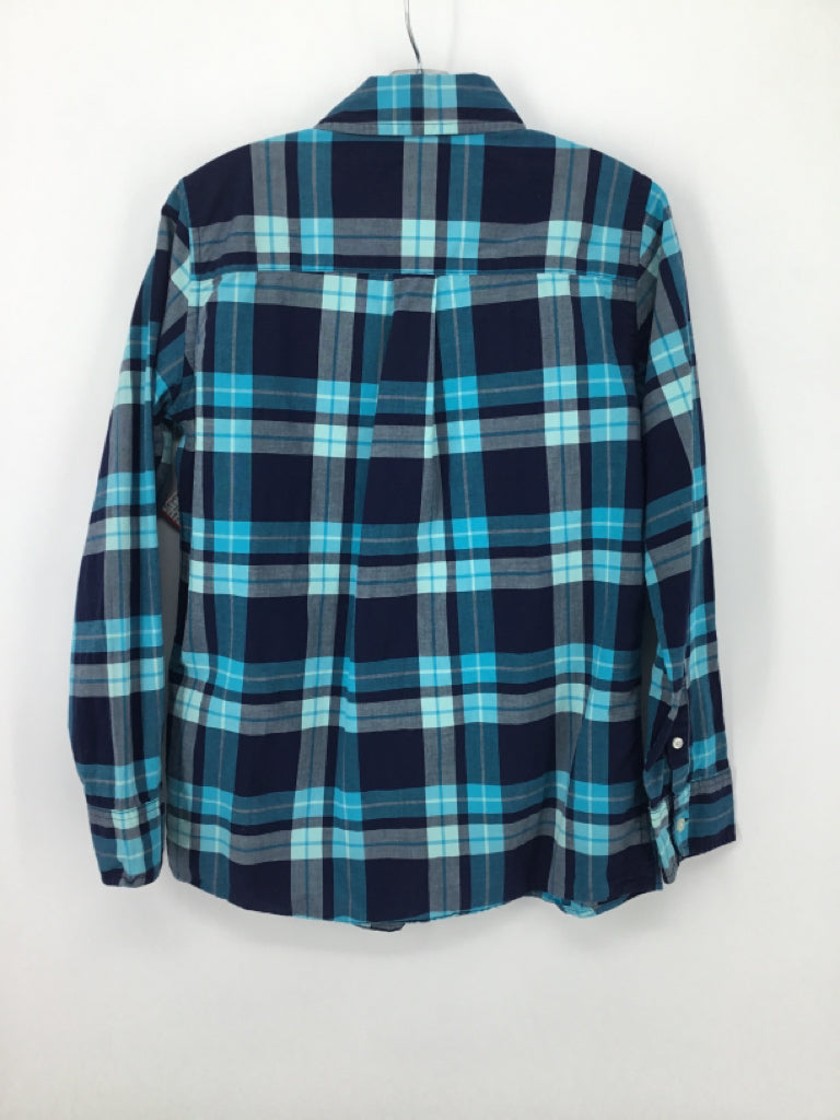 Lands' End Child Size 10 Blue Plaid Shirt - boys