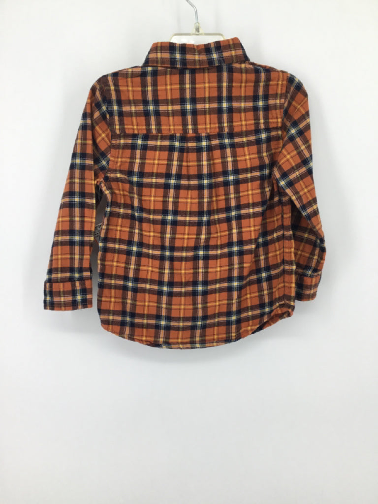 Cat & Jack Child Size 2 Orange Plaid Shirt - boys