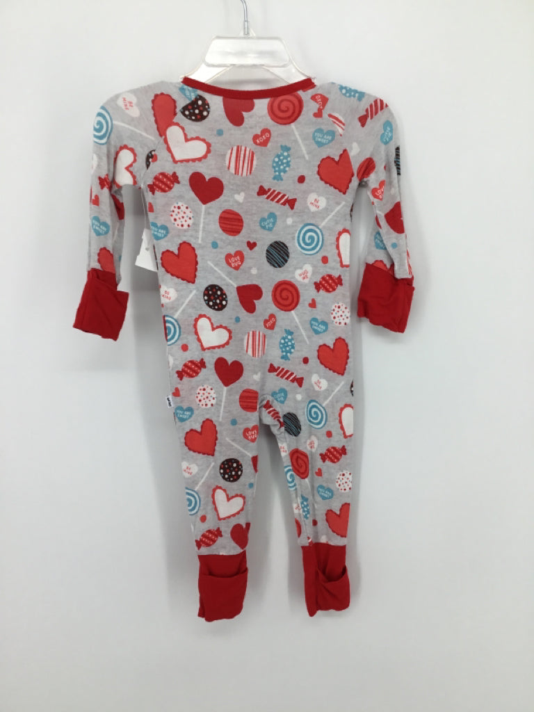 Little Sleepies Child Size 0-3 Months Gray Valentine's Day Pajamas