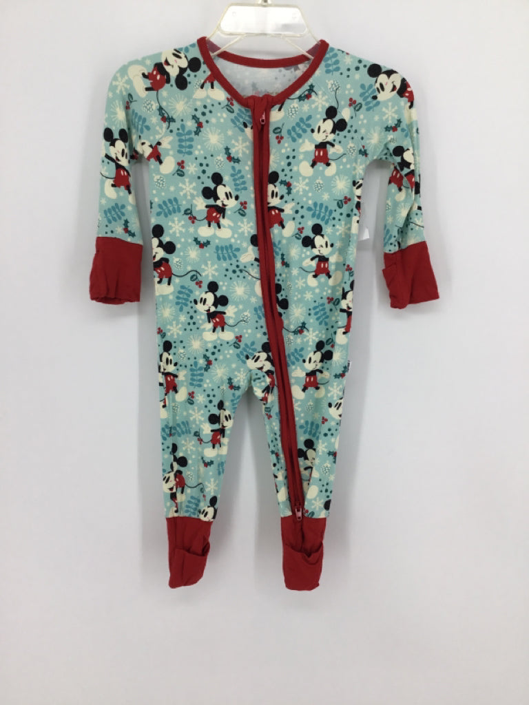 Little Sleepies + Disney Child Size 0-3 Months Blue Christmas Pajamas