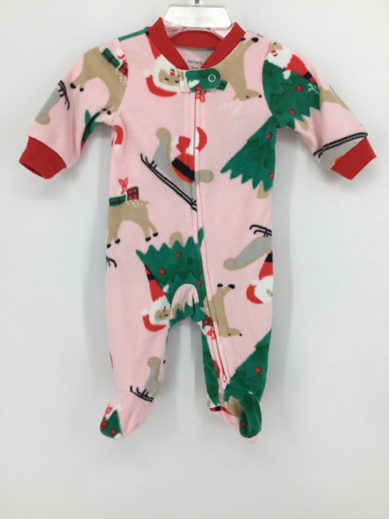 Carter's Child Size 3 Months Pink Christmas Sleeper