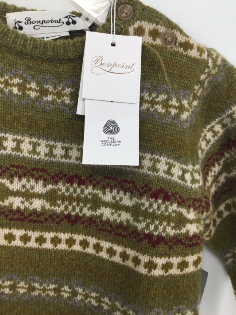 Bonpoint Child Size 18 Months Green Print Sweater - boys