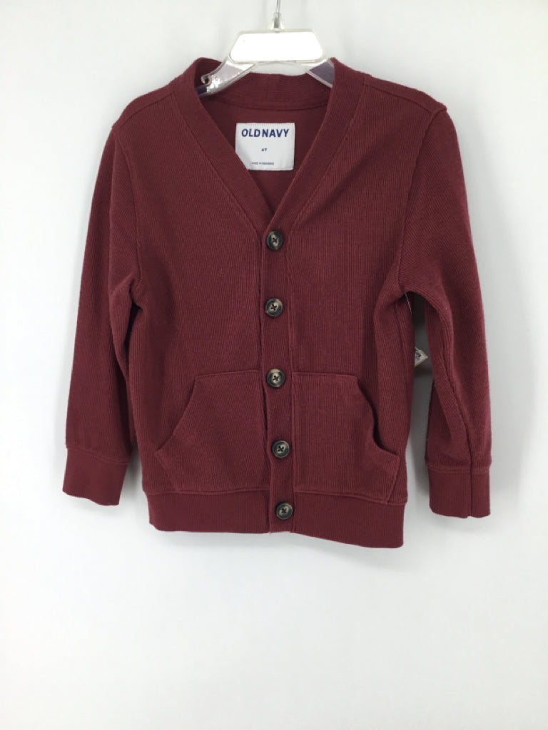 Old Navy Child Size 4 Burgundy Solid Shirt - boys