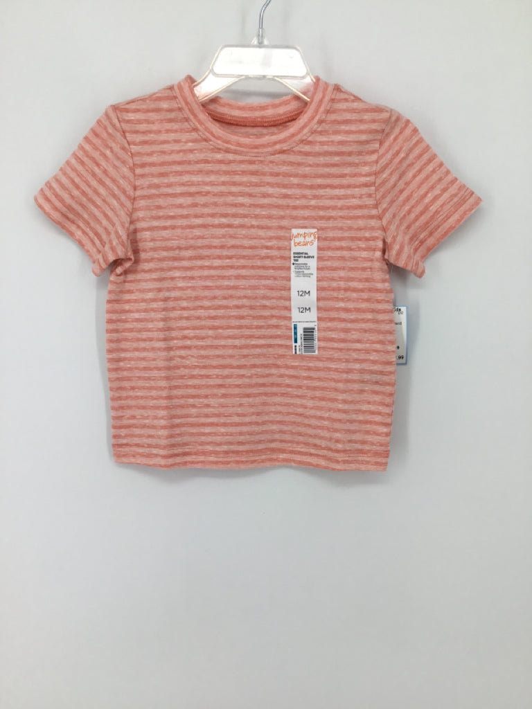 jumping beans Child Size 12 Months Pink Stripe T-shirt - boys