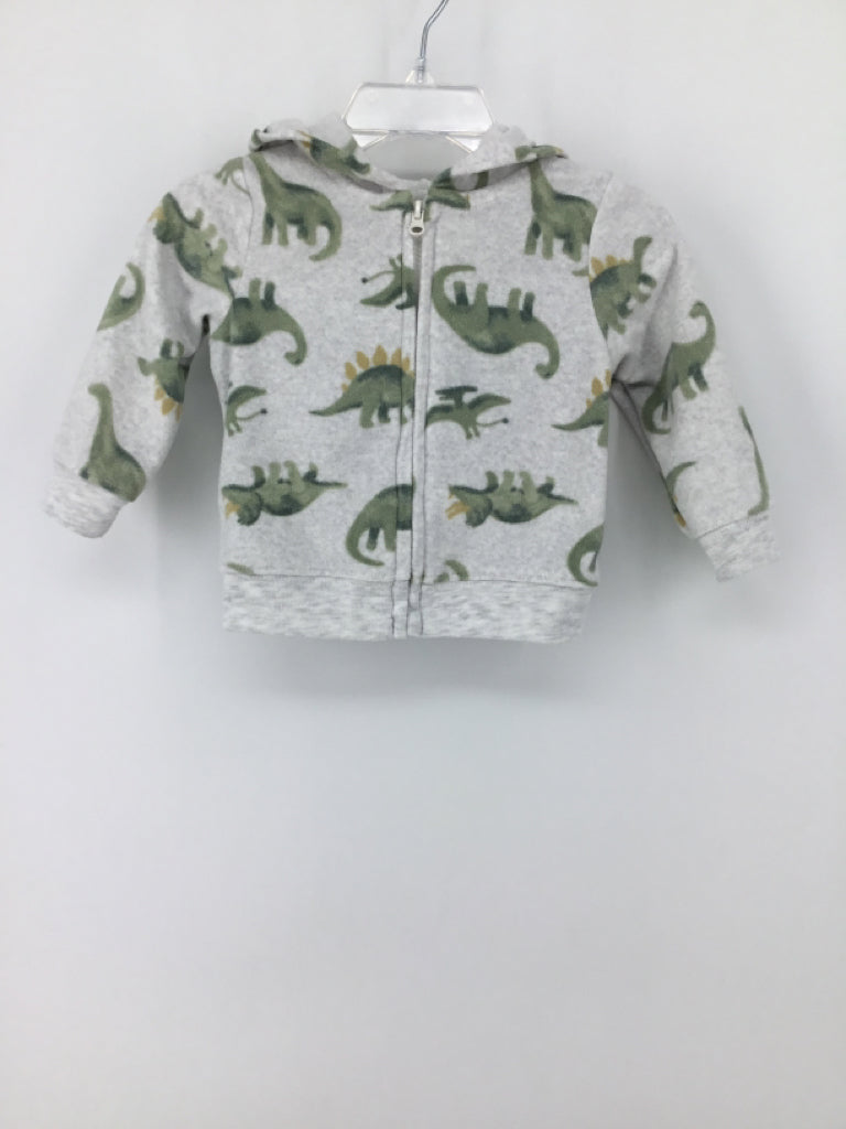 Just One You Made by Carters Child Size 6 Months Gray Dinosaur Hoodie - boys