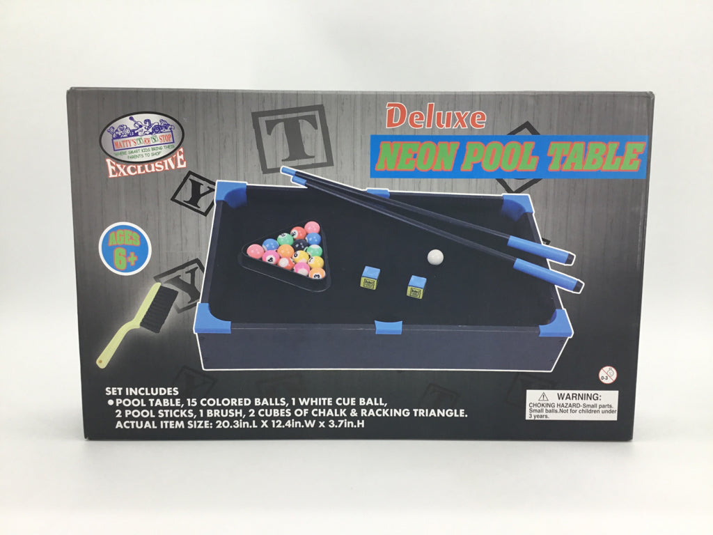 Matty's Toy Stop Deluxe Wooden 20" Mini Table Top NEON Pool