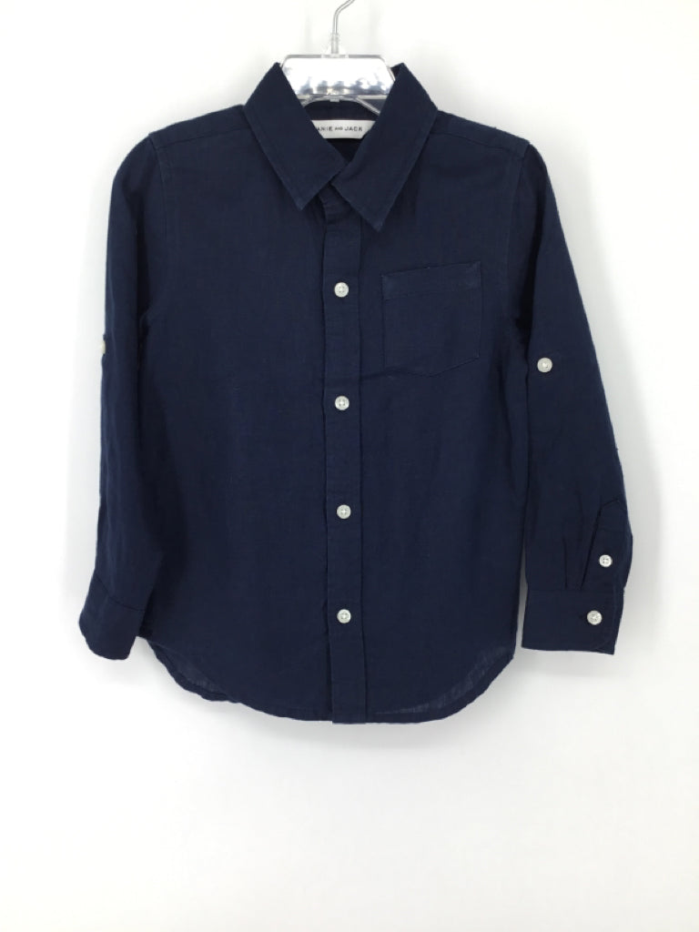 Janie and Jack Child Size 3 Navy Solid Shirt - boys