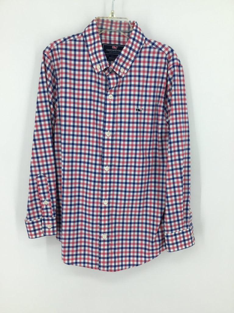 vineyard vines Child Size 7 Blue Gingham Shirt - boys