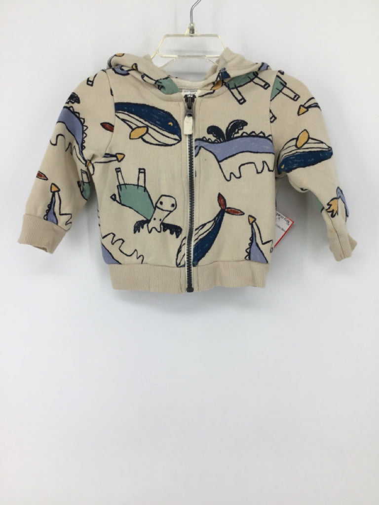 Carter's Child Size 9 Months Tan Dinosaur Hoodie - boys