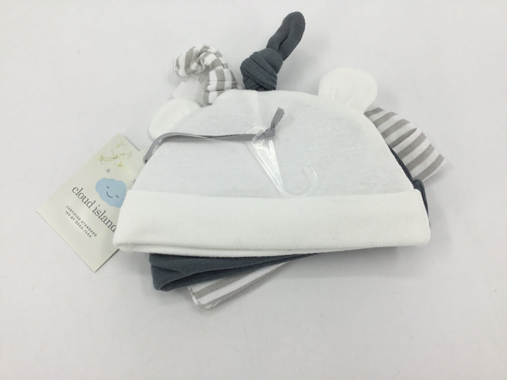 cloud island Child Size Newborn Gray Hats - 3 pcs