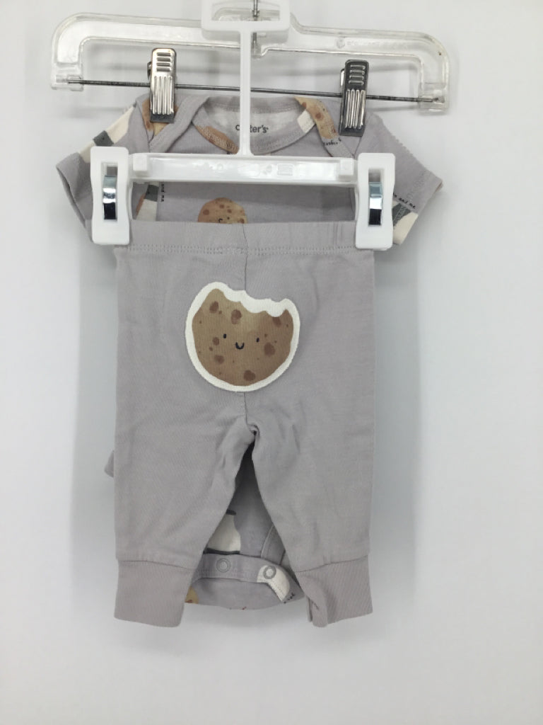 Carter's Child Size 3 Months Gray Stripe Outfit - boys