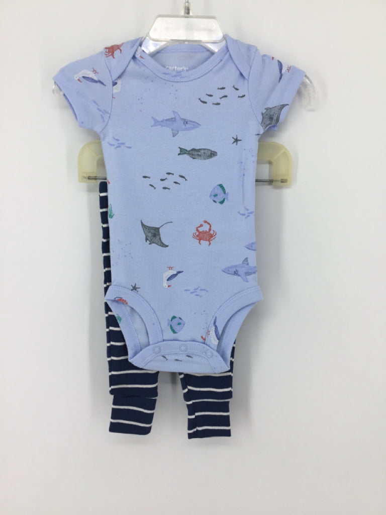 Carter's Child Size 3 Months Blue Print Outfit - boys