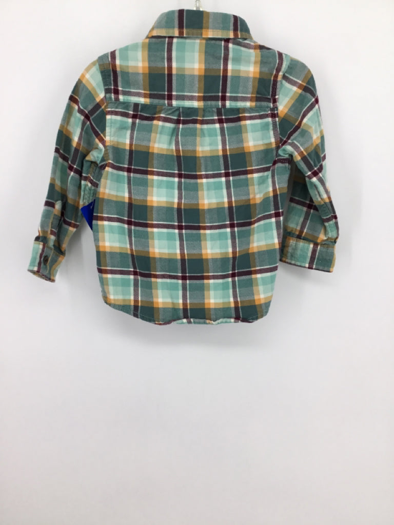 Cat & Jack Child Size 18 Months Green Plaid Shirt - boys