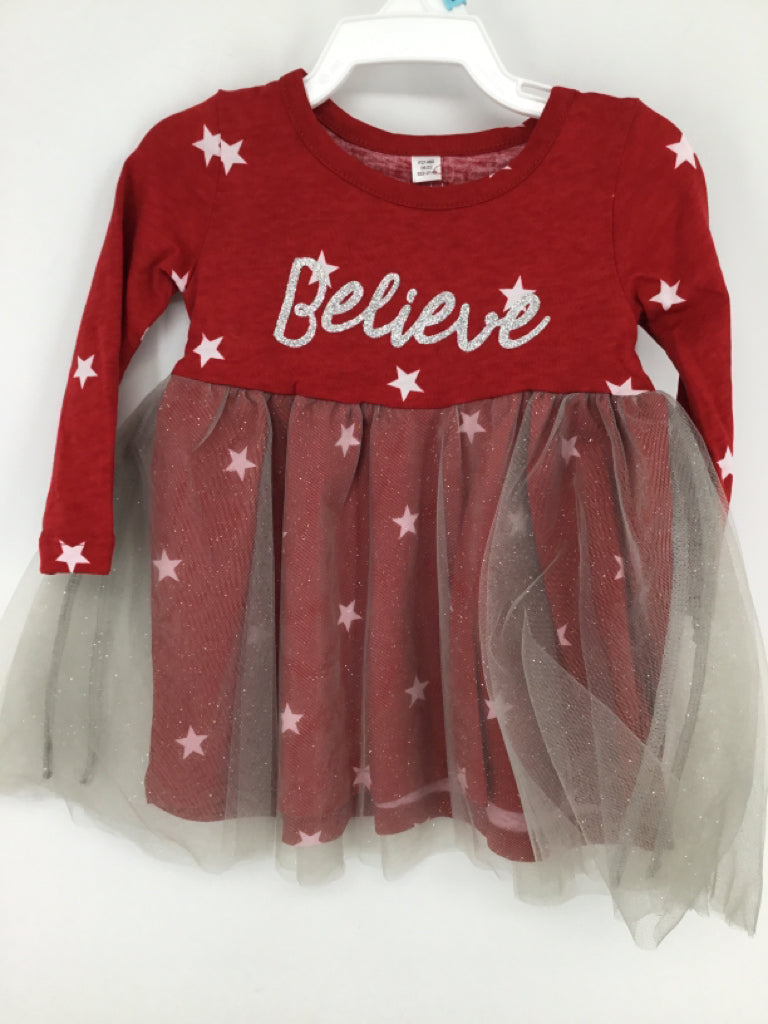 okie dokie Child Size 6 Months Red Christmas Dress