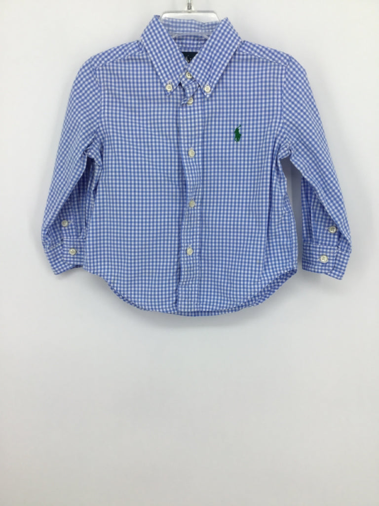 Ralph Lauren Child Size 18 Months Blue Gingham Shirt - boys