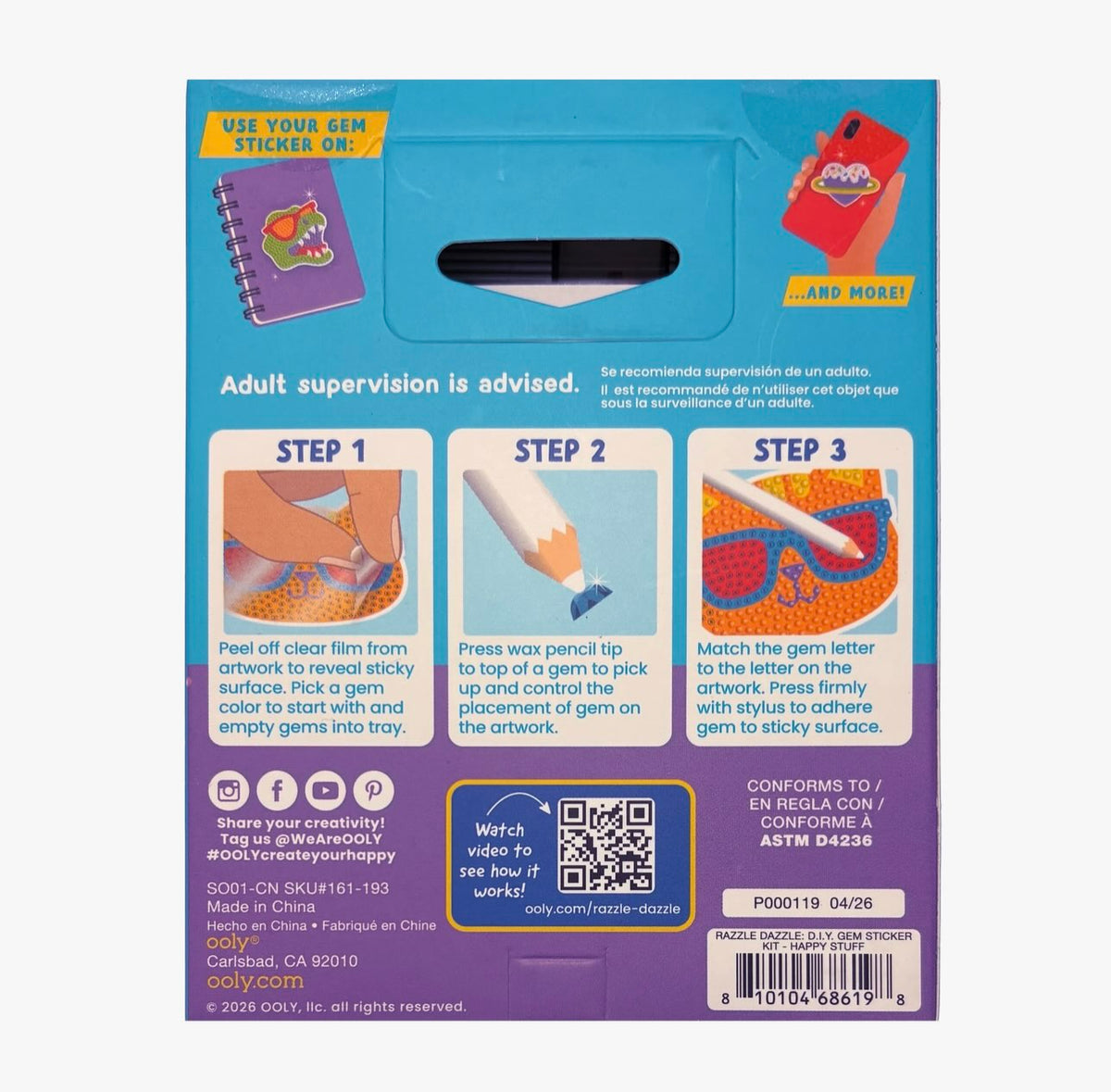 Ooly - Mini Razzle Dazzle DIY Gem Sticker Kit (Happy Stuff)
