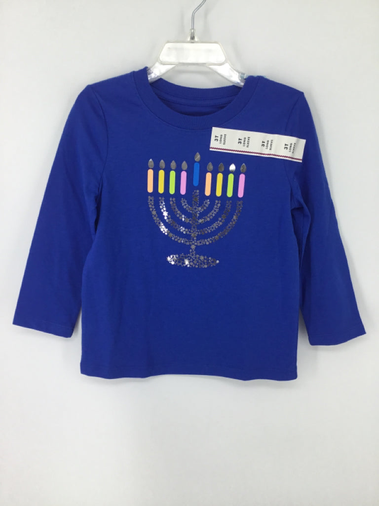 Cat & Jack Child Size 3 Blue Hanukkah T-Shirt