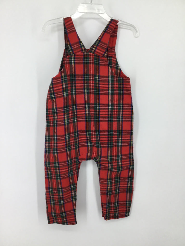 Mudpie Child Size 12-18 Months Red Plaid Overalls - boys