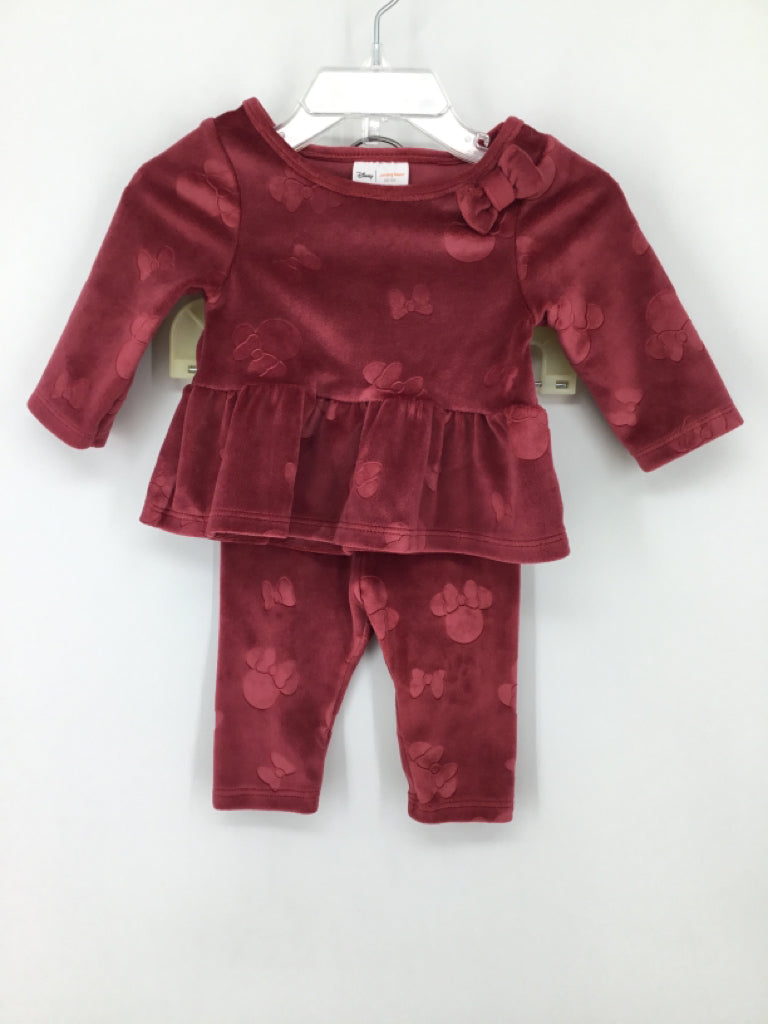 Disney Child Size 3 Months Burgundy Outfit - girls