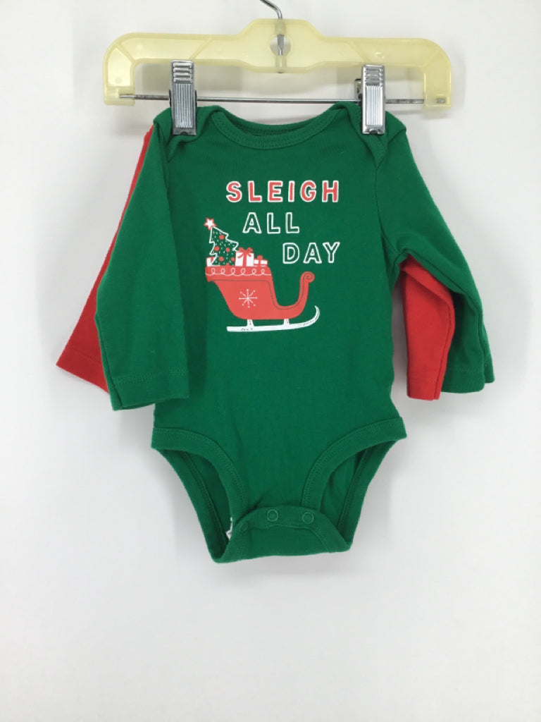 Carter's Child Size 3 Months Red Christmas Sleepers