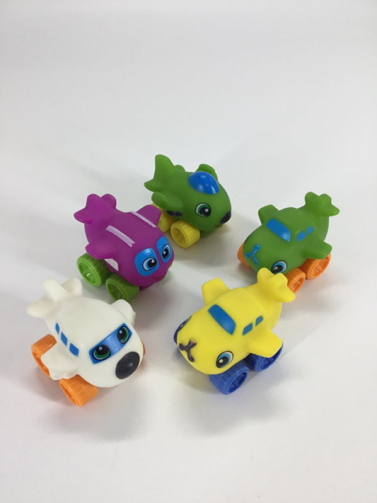 Set of 5 Chunky Toy Airplanes on Wheels