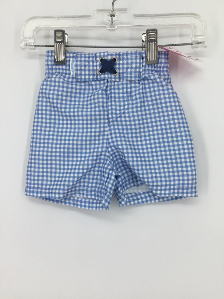 Rugged Butts Child Size 3-6 Months Blue Gingham Swimwear - boys