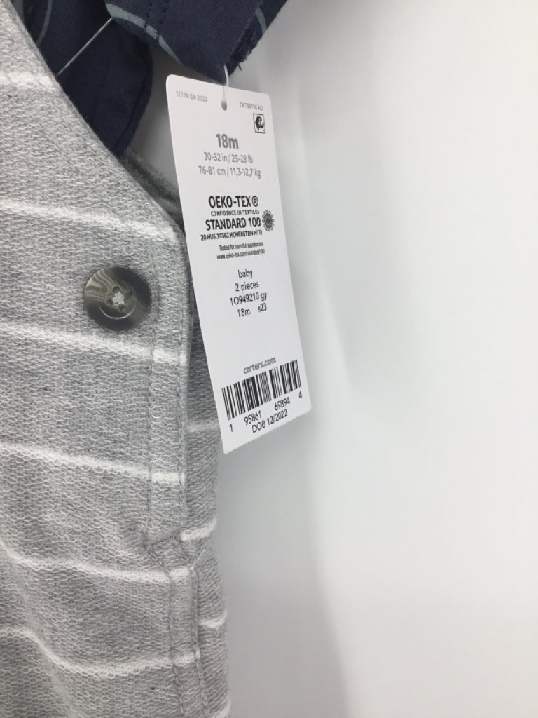 Carter's Child Size 18 Months Gray Stripe Outfit - boys