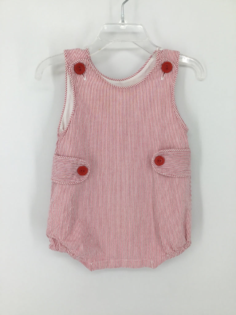 Lime Green Child Size 6 Months Red Stripe Outfit - boys