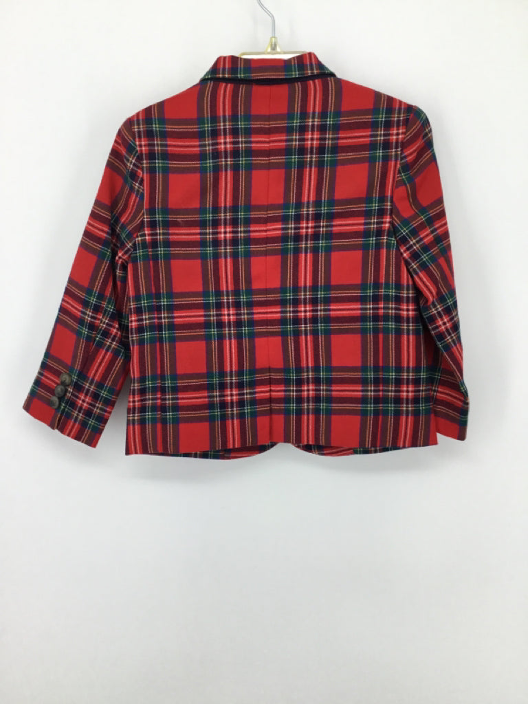 Janie and Jack Child Size 2 Red Plaid Blazer - boys