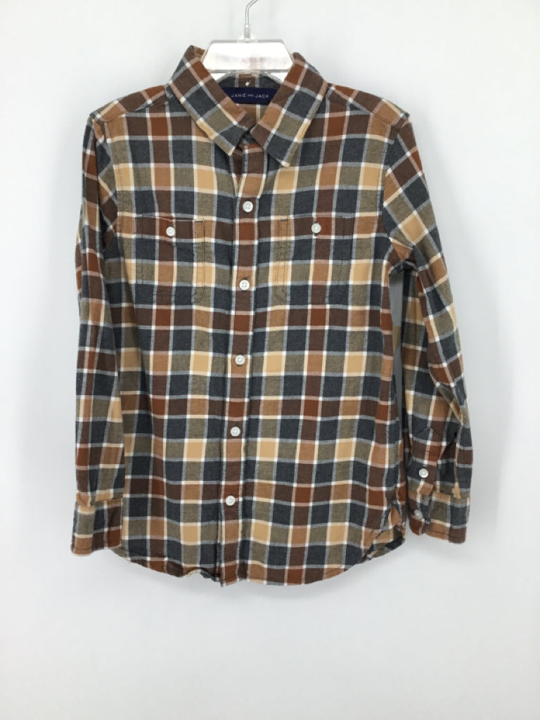 Janie and Jack Child Size 5 Tan Checkered Shirt - boys