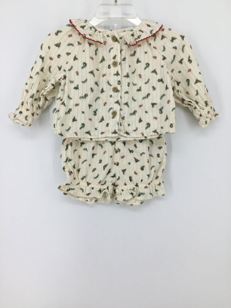 cloud island Child Size 0-3 Months Cream Christmas Pajamas