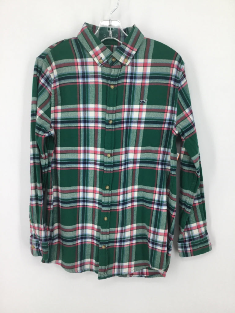 vineyard vines Child Size 10 Green Plaid Shirt - boys