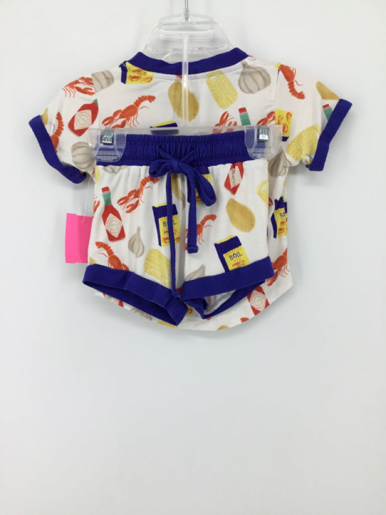 Seersucker Joey Child Size 3-6 Months Blue Print Outfit - boys