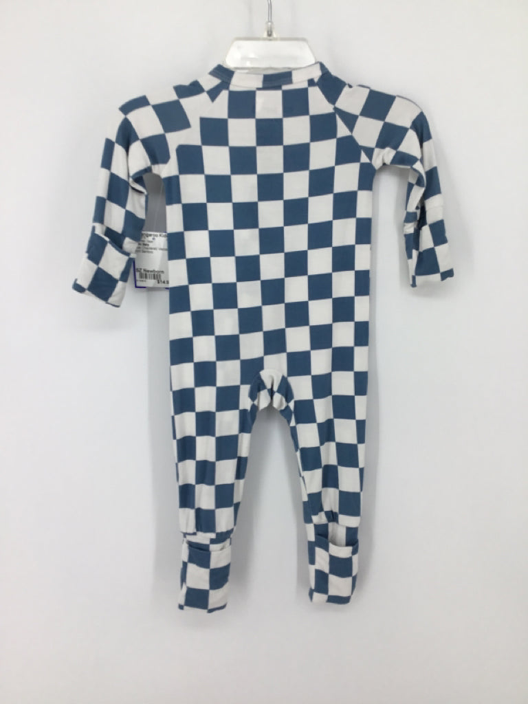 Goko Baby Child Size Newborn Blue Checkered Pajamas - boys
