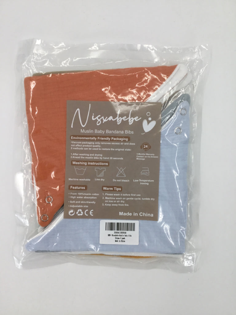 Muslin Baby Bandana Bibs - 6 pk - New in pkg