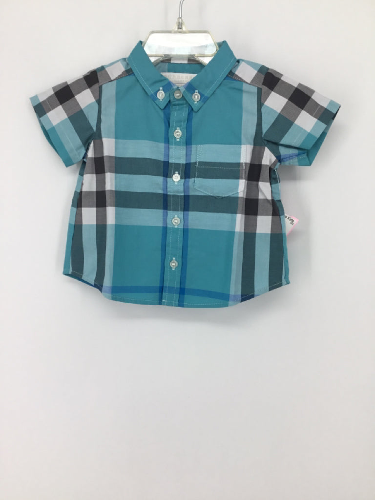 Burberry Child Size 3 Months Blue Plaid Shirt - boys