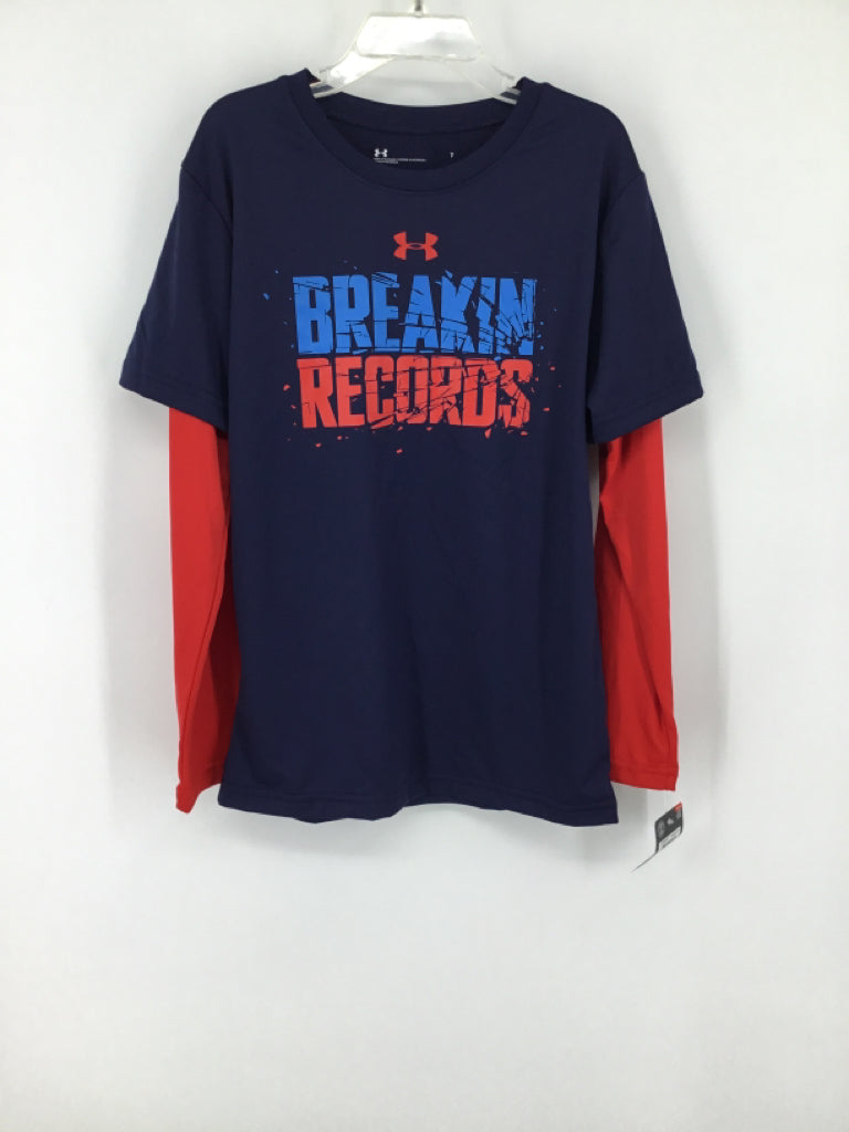 Under Armour Child Size 7 Navy screen printed T-shirt - boys