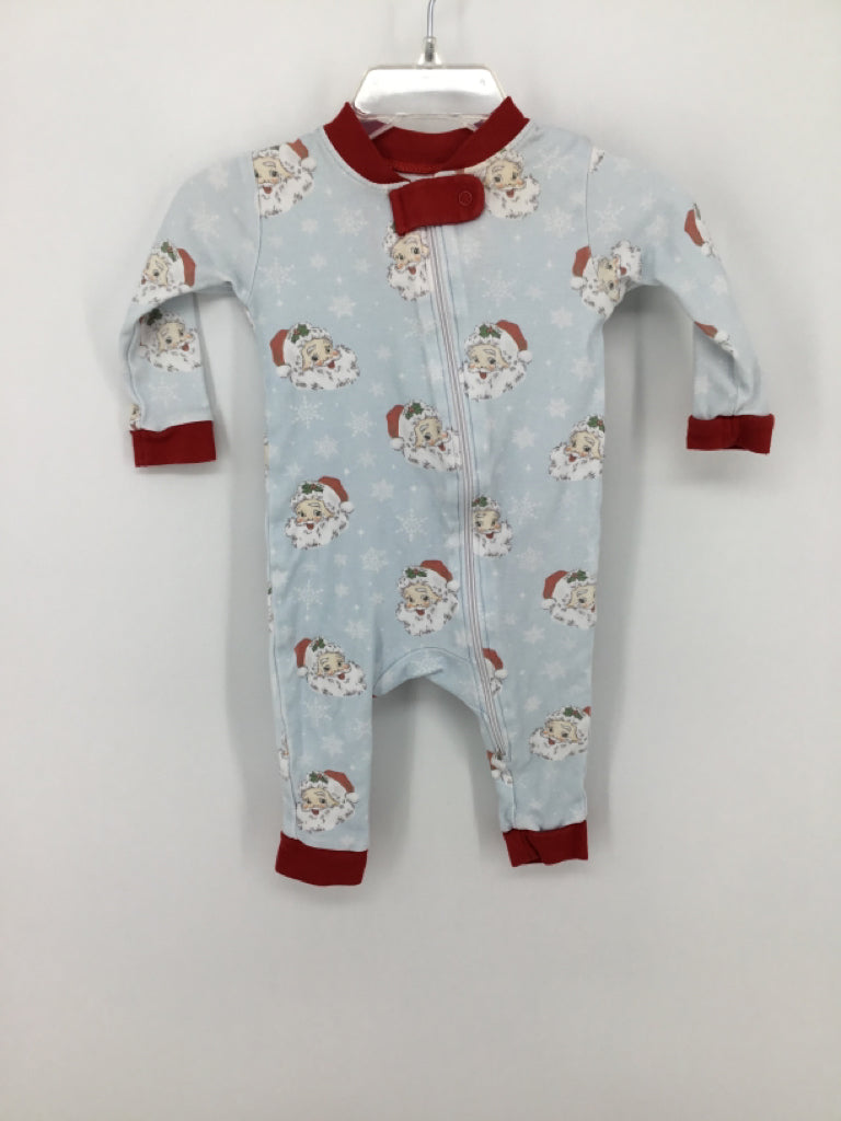 Smockingbird Child Size 3 Months Blue Christmas Pajamas