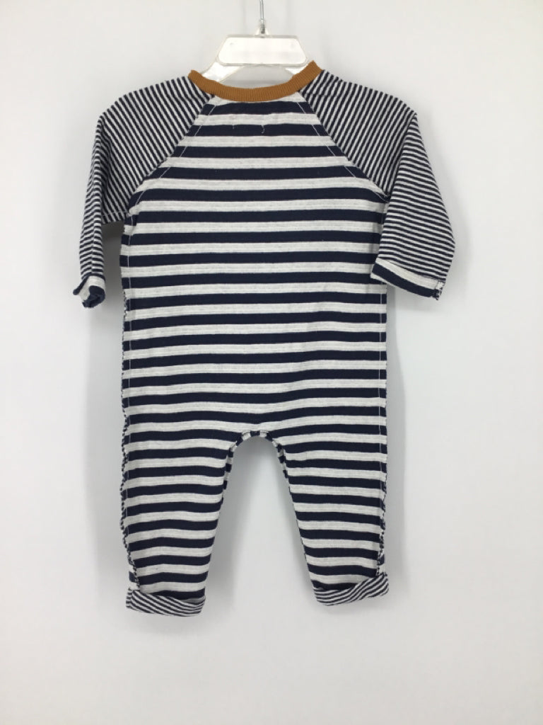 Mudpie Child Size 6-9 Months Navy Stripe Outfit - boys