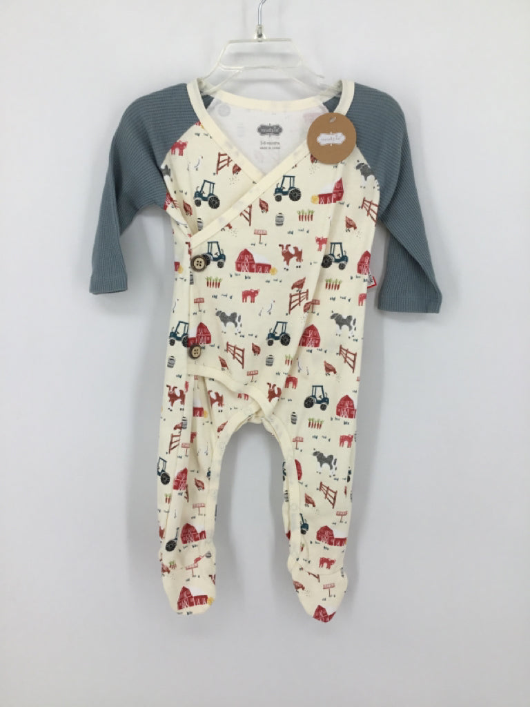 Mudpie Child Size 3-6 Months Blue Print Outfit - boys
