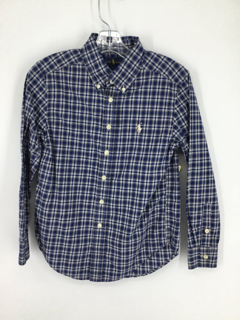 Ralph Lauren Child Size 8 Blue Plaid Shirt - boys