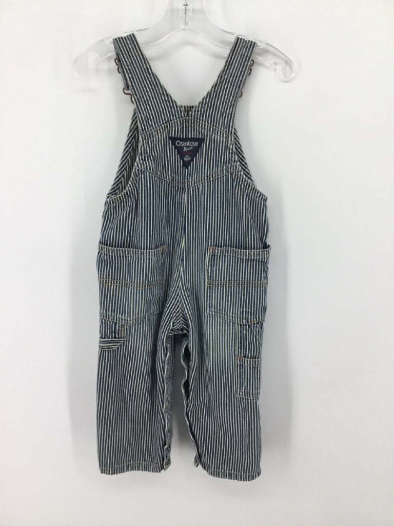 OshKosh B'gosh Child Size 12 Months Blue Stripe Overalls - boys