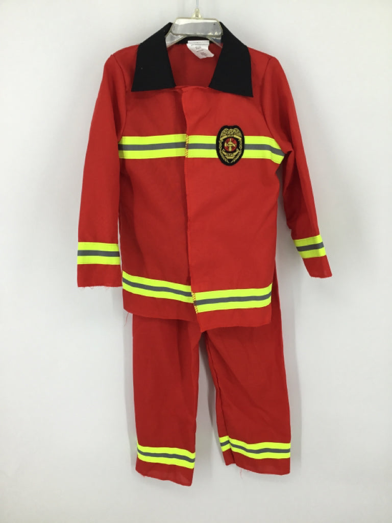 brandless Child Size 4 Red Fire Fighter Halloween Costume