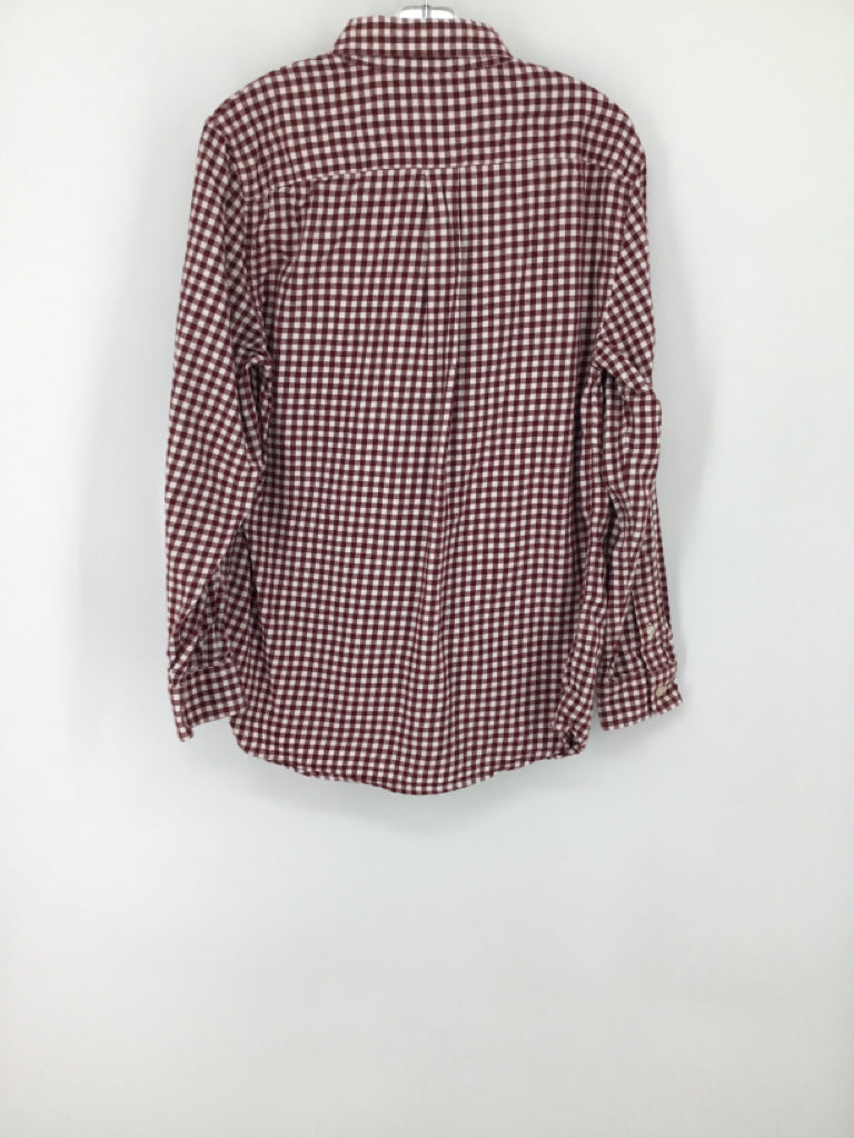 vineyard vines Child Size 10 Burgundy Gingham Shirt - boys