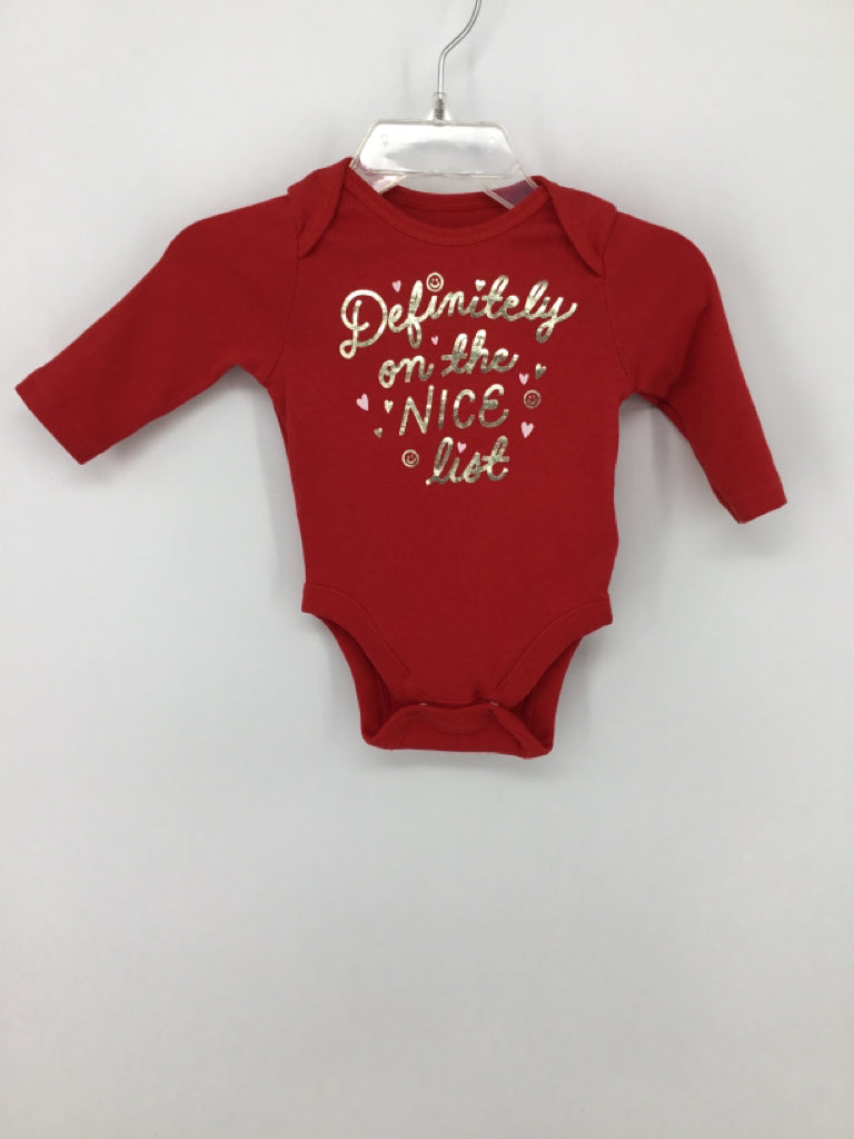 Old Navy Child Size 0-3 Months Red Christmas Onesie